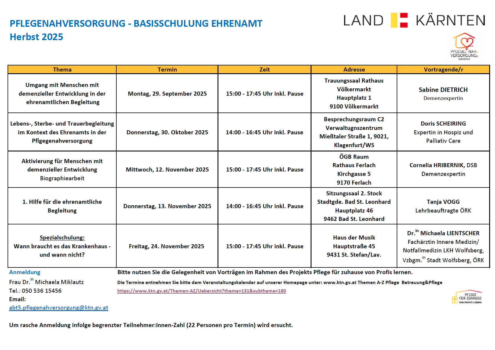 Schulung Pflegenahversorgung Herbst 2025